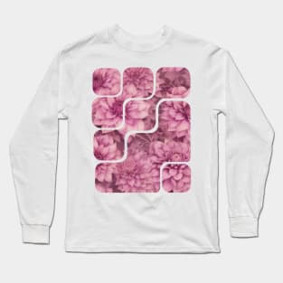 Pink dahlia pattern abstract design Long Sleeve T-Shirt